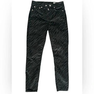RAG & BONE ZEBRA STRIPE HIGH RISE ANKLE BLACK/GRAY JEAN. SZ 27